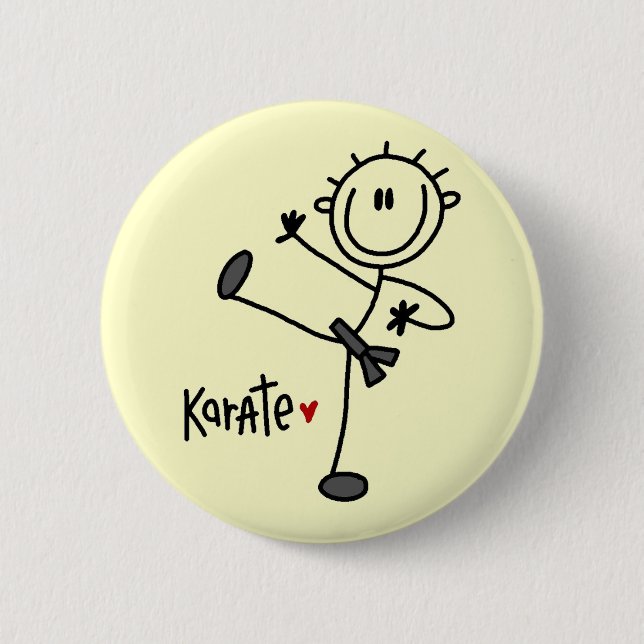 Basic Stick Figure Karate T-shirts and Gifts 2 Inch Round Button (Front)