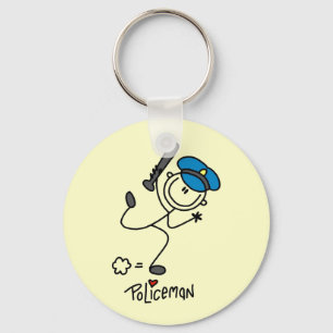 Basic Stick Figure Police Officer Keychain