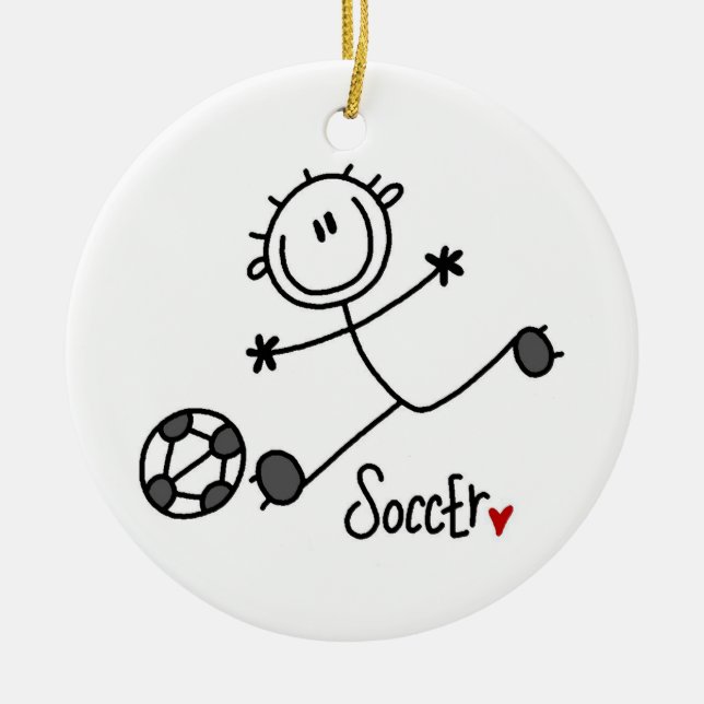 Basic Stick Figure Soccer Player T-shirts and Gift Ceramic Ornament (Front)
