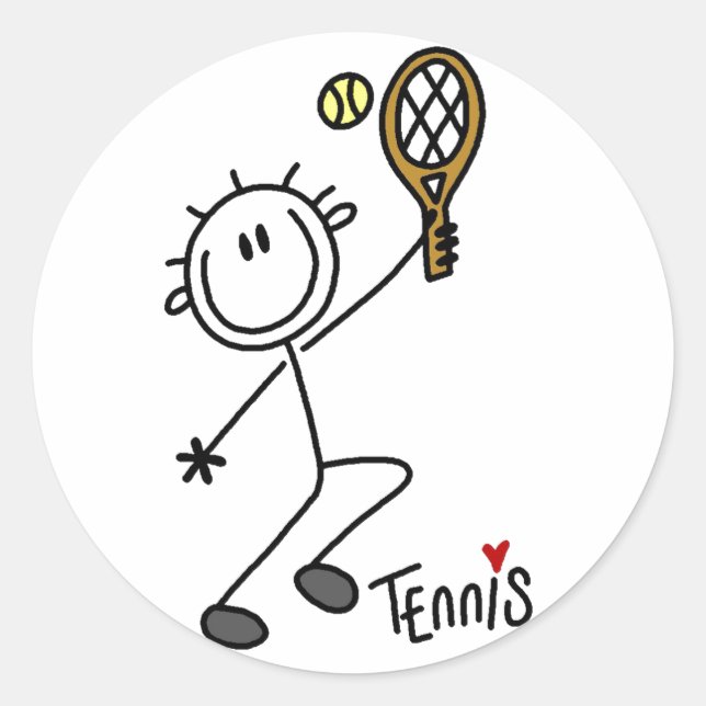 Basic Stick Figure Tennis Stickers (Front)