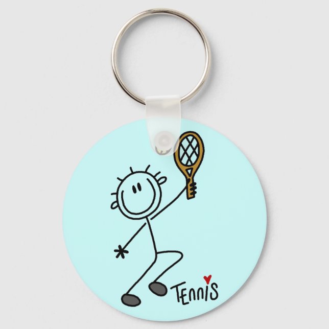 Basic Stick Figure Tennis Tshirts and Gifts Keychain (Front)