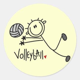 Basic Stick Figure Volleyball Tshirts and Gifts Classic Round Sticker