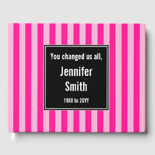 Basic, Striped Pink Memories Guestbook