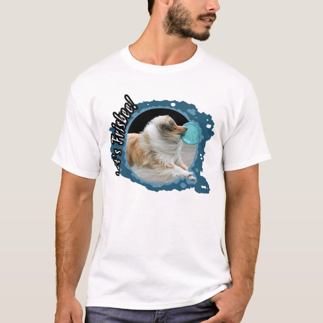 Basic T-shirt for fans of frisbee and dogs, size L (Front)