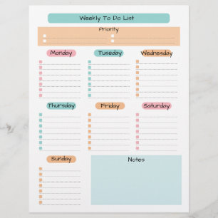 Basic Task List Editable Tear Away Daily Planner Letterhead