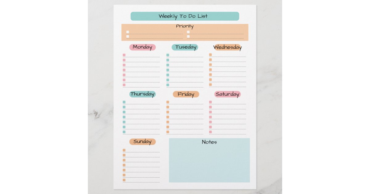 Basic Task List Editable Tear Away Daily Planner Letterhead | Zazzle