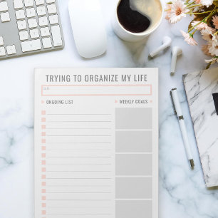Basic Task List Editable Tear Away Daily Planner Notepad