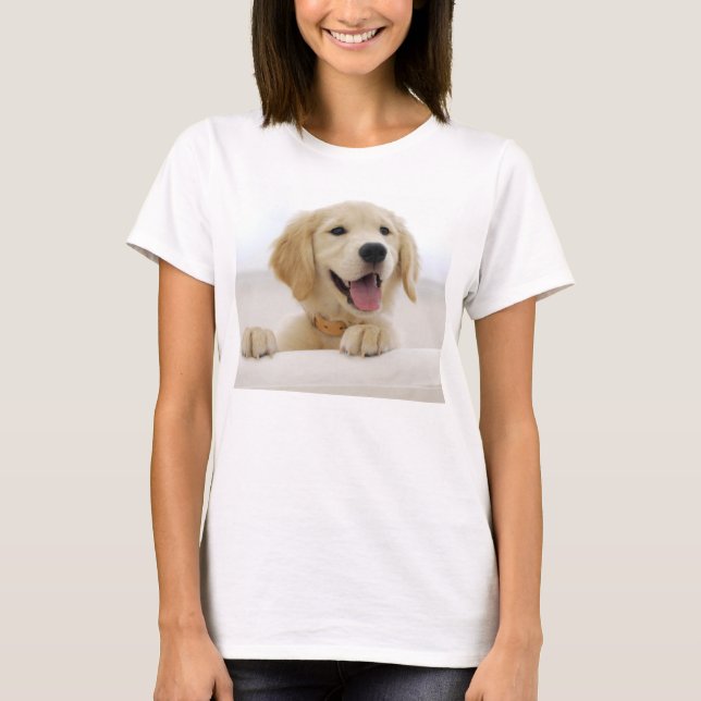 basic tee-shirt woman dog golden retriever T-Shirt (Front)
