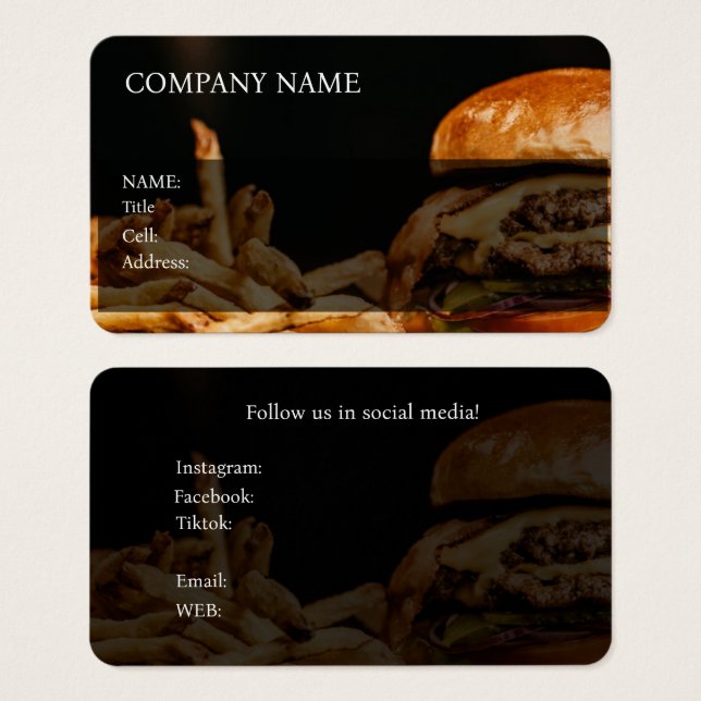 BASIC TEMPLATE BUSINESS CARD HAMBURGERS (Front & Back)