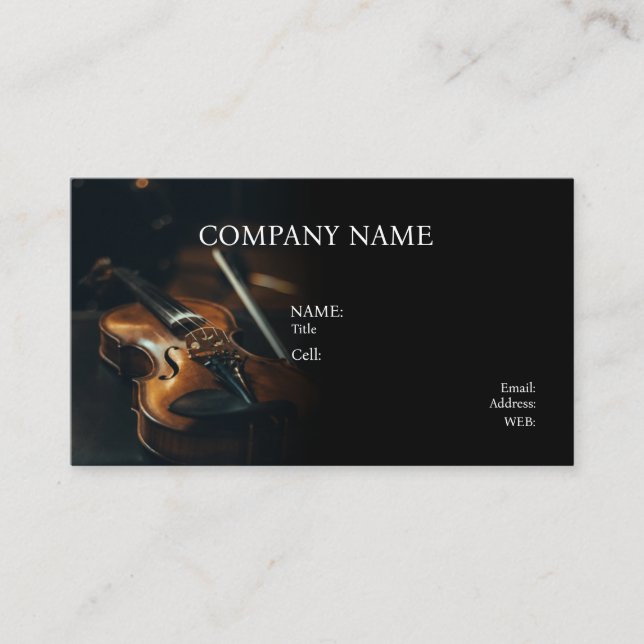 BASIC TEMPLATE BUSINESS CARD MUSIC, VIOLIN (Front)