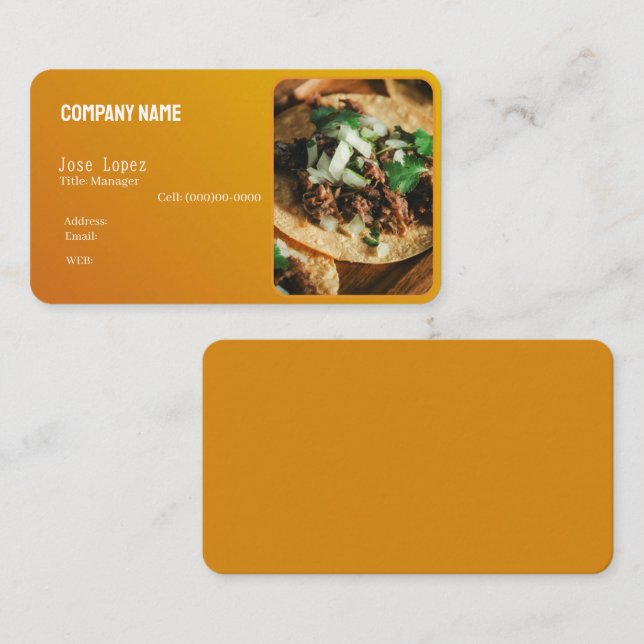 BASIC TEMPLATE BUSINESS CARD ,taqueria (Front/Back)