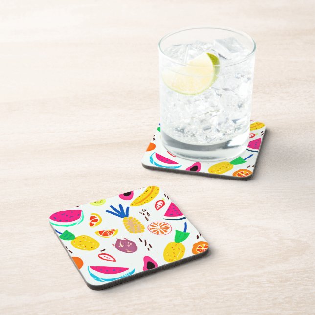 Basic Tropical Fruits Patterns Art. Buy Now Coaster (Right Side)