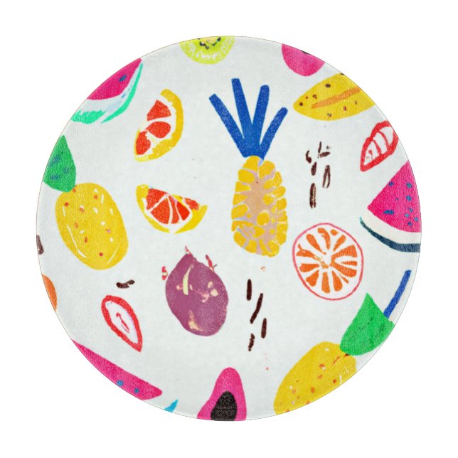 Basic Tropical Fruits Patterns Art. Buy Now Cutting Board (Front)