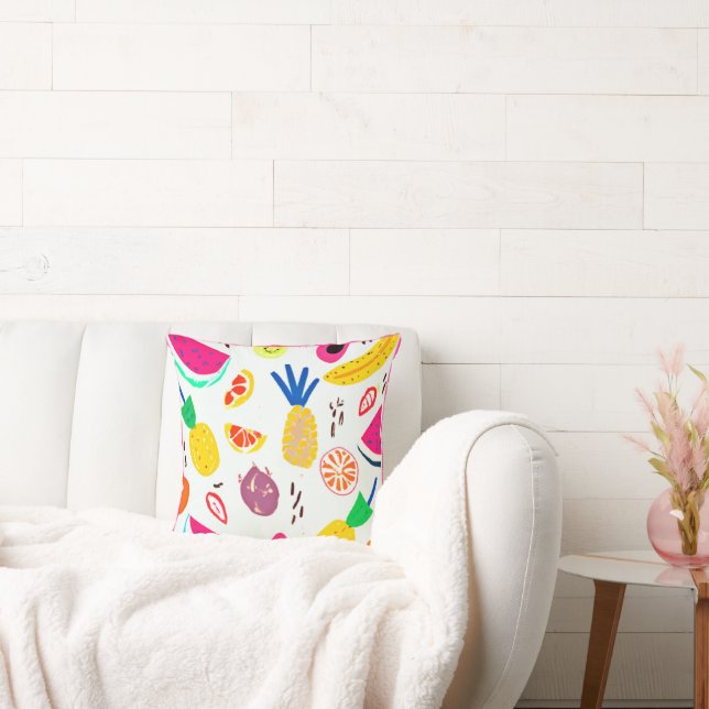 Basic Tropical Fruits Patterns Art. Buy Now Throw Pillow (Couch)