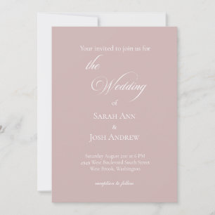 Basic Wedding Invitation Dusty Rose 
