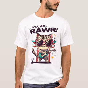 Basic white Men's T-Shirt Kawaii Rock Cat
