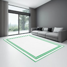 Basic White Solid Colour Minimal Green border 