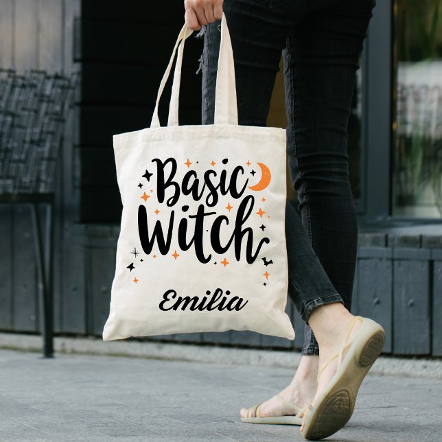 Basic Witch Custom Name Halloween Tote Bag (Creator Uploaded)
