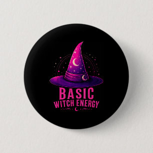 Basic witch energy halloween graphic design funny 2 inch round button