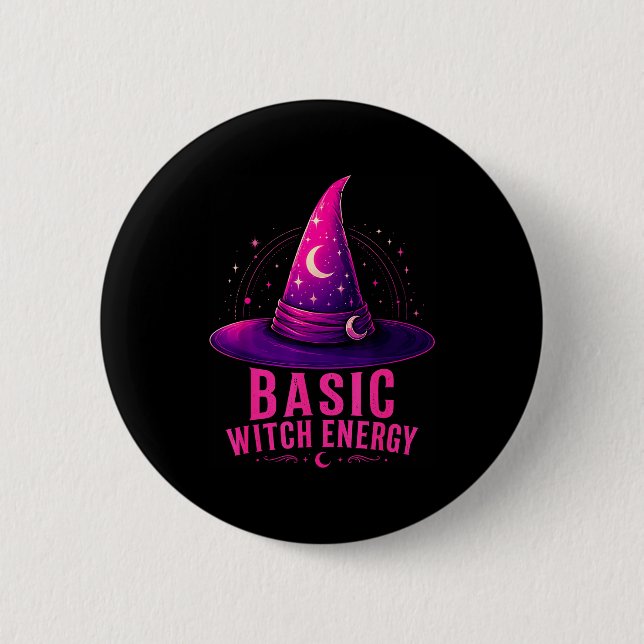 Basic witch energy halloween graphic design funny 2 inch round button (Front)