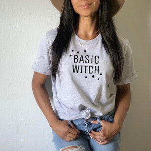 Basic Witch Funny Modern Grey Womens Halloween T-Shirt