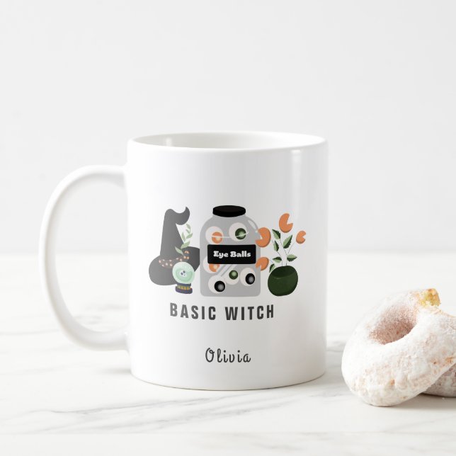 Basic Witch Halloween  Coffee Mug (With Donut)