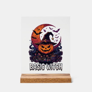 Basic Witch Halloween Pumpkin Crescent Moon Cauldr Acrylic Sign