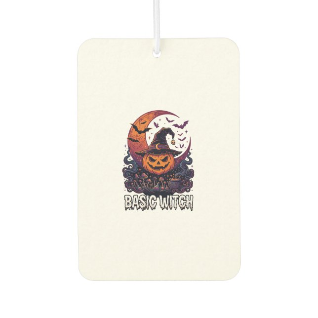 Basic Witch Halloween Pumpkin Crescent Moon Cauldr Air Freshener (Front)