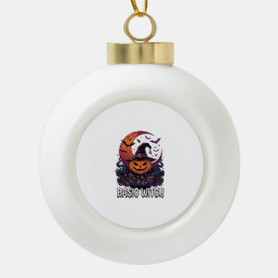 Basic Witch Halloween Pumpkin Crescent Moon Cauldr Ceramic Ball Christmas Ornament