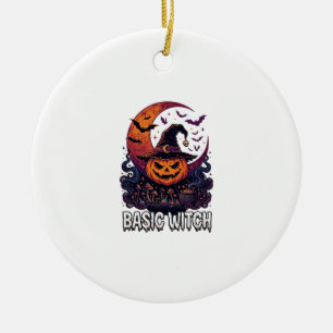 Basic Witch Halloween Pumpkin Crescent Moon Cauldr Ceramic Ornament