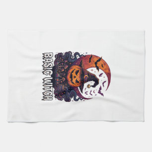 Basic Witch Halloween Pumpkin Crescent Moon Cauldr Kitchen Towel