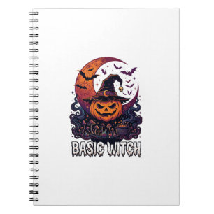 Basic Witch Halloween Pumpkin Crescent Moon Cauldr Notebook
