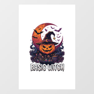 Basic Witch Halloween Pumpkin Crescent Moon Cauldr Window Cling