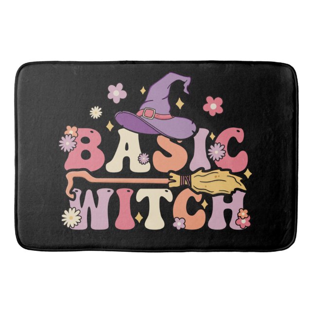 Basic Witch Halloween Witch Groovy Halloween Bath Mat (Front)
