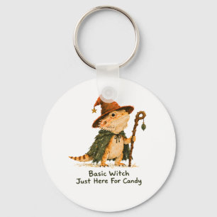 Basic Witch Just Here For Candy Bearded Dragon     Keychain