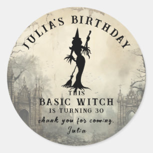 Basic Witch Modern Gothic Dark Halloween Classic Round Sticker