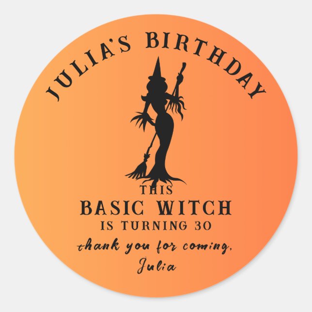 Basic Witch Modern Gothic Dark Halloween  Classic Round Sticker (Front)