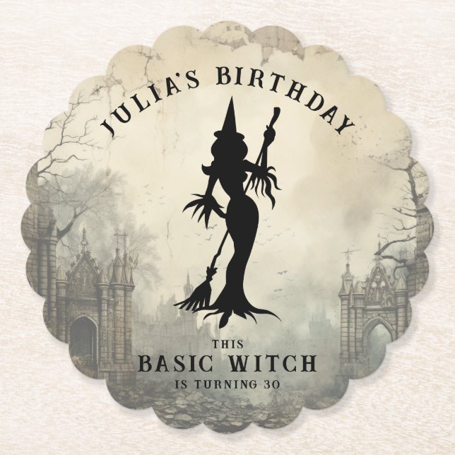Basic Witch Modern Women Halloween  Paper Coaster (Front)