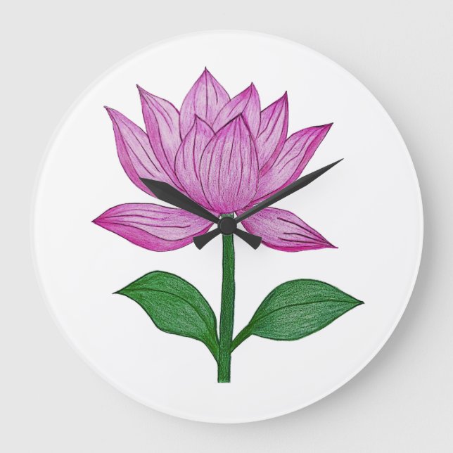 Basic women's t-shirt, with pink flower large clock (Front)