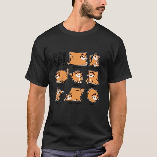 Basics Of Cat Geometry, Math Teacher, Funny Cat Lo T-Shirt (Front)