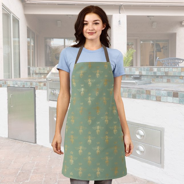Basil Green and Gold Queen Bee   Apron (Creator Uploaded)