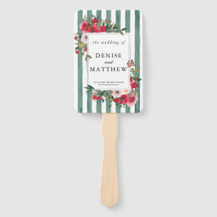 Basil Green Wedding Invitation Hand Fan
