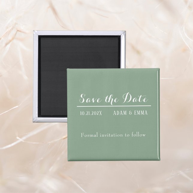 Basil Green & White Save The Date  Magnet (Creator Uploaded)
