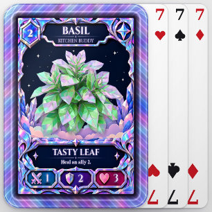 Basil Herb, Rainbow Foil Art Playing Cards