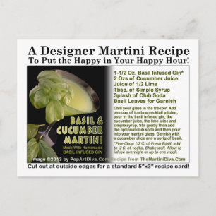 Basil Infused Gin Cucumber Martini Recipe Postcard