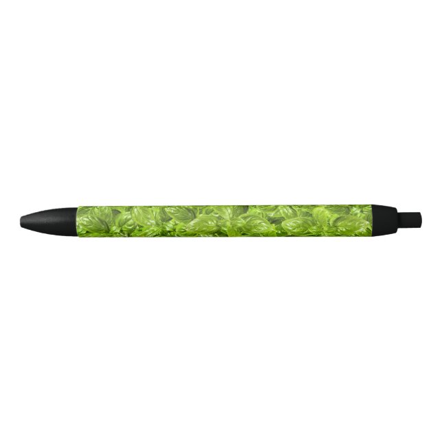 Basil Leaves Pattern Black Ink Pen (Front)