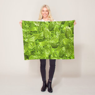 Basil Leaves Pattern Fleece Blanket