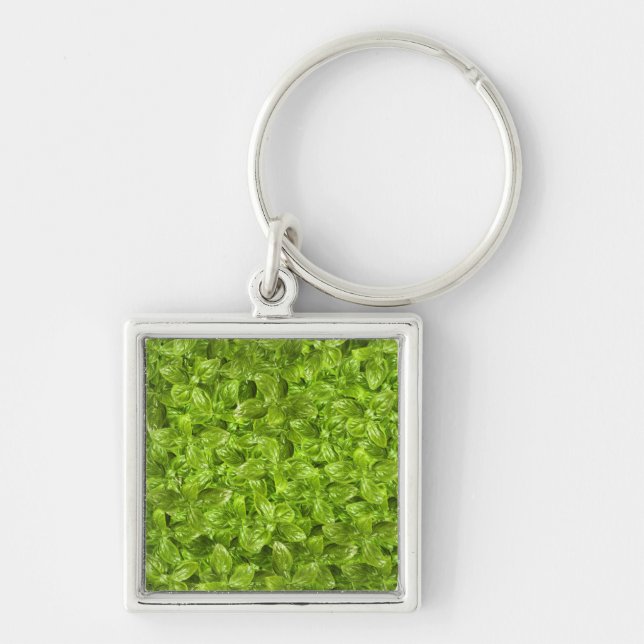 Basil Leaves Pattern Keychain (Front)
