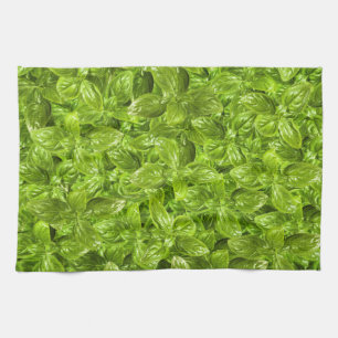Basil Leaves Pattern Kitchen Towel