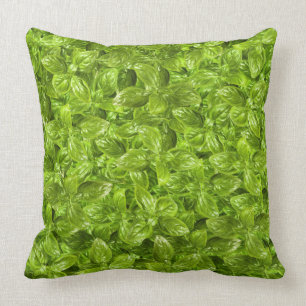 Basil Leaves Pattern Throw Pillow